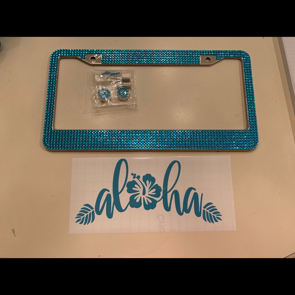 Bling license plates w/matching car window decal